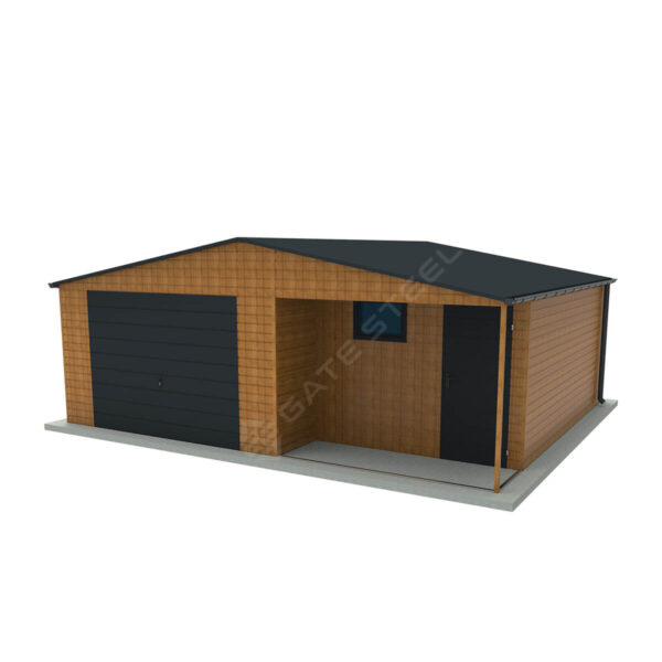Garaż Dwuspadowy Premium z wiatą 7m x 5m