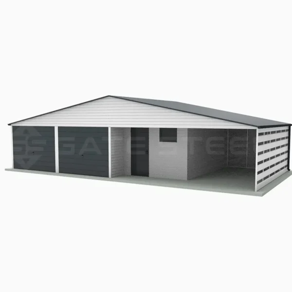 Garaż z pomieszczeniem gospodarczym i wiatą, 12m x 6m