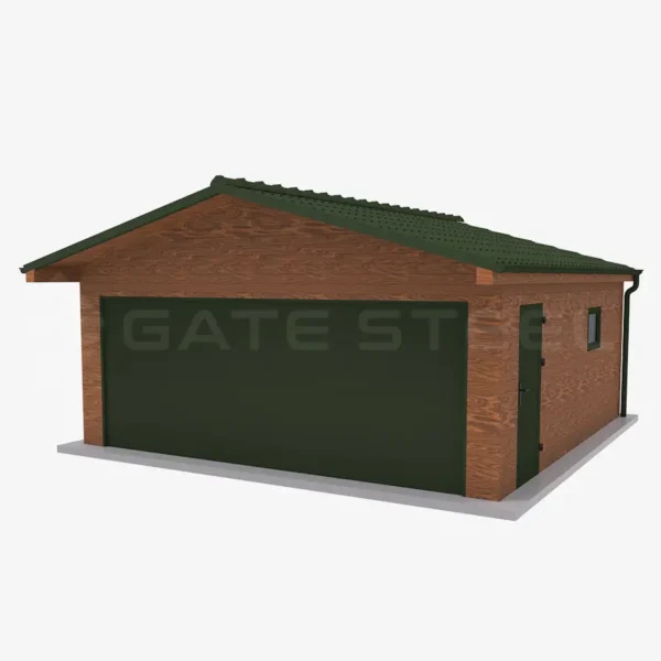 Garaż blaszany dwuspadowy 6m x 6m z bramą segmentową