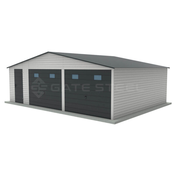 Garaż blaszany Premium 8m x 6m, 2x brama uchylna + drzwi